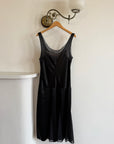 Vintage 90s Satin Drop Waist Midi Dress Noir