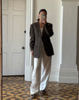 Vintage Christian Dior Tailored Wool Blazer Navy Brown