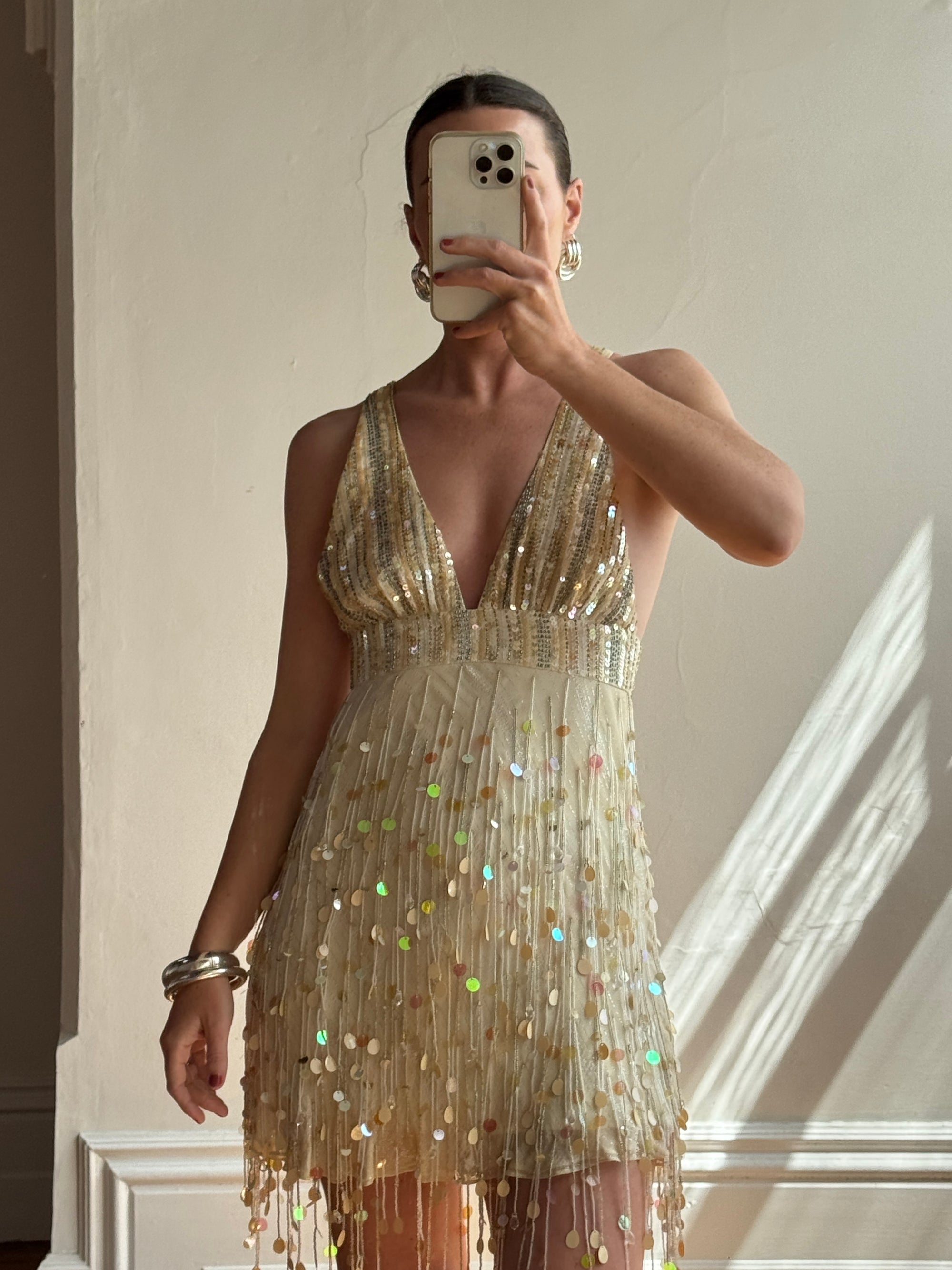 Vintage Y2K Pure Silk Sequin Tassel Disco Dress Call Me The Breeze Vintage Y2K Pure Silk Sequin Tassel Disco Dress Call Me The Breeze