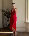 Vintage 90s Pure Silk High Low Halter Dress Scarlett
