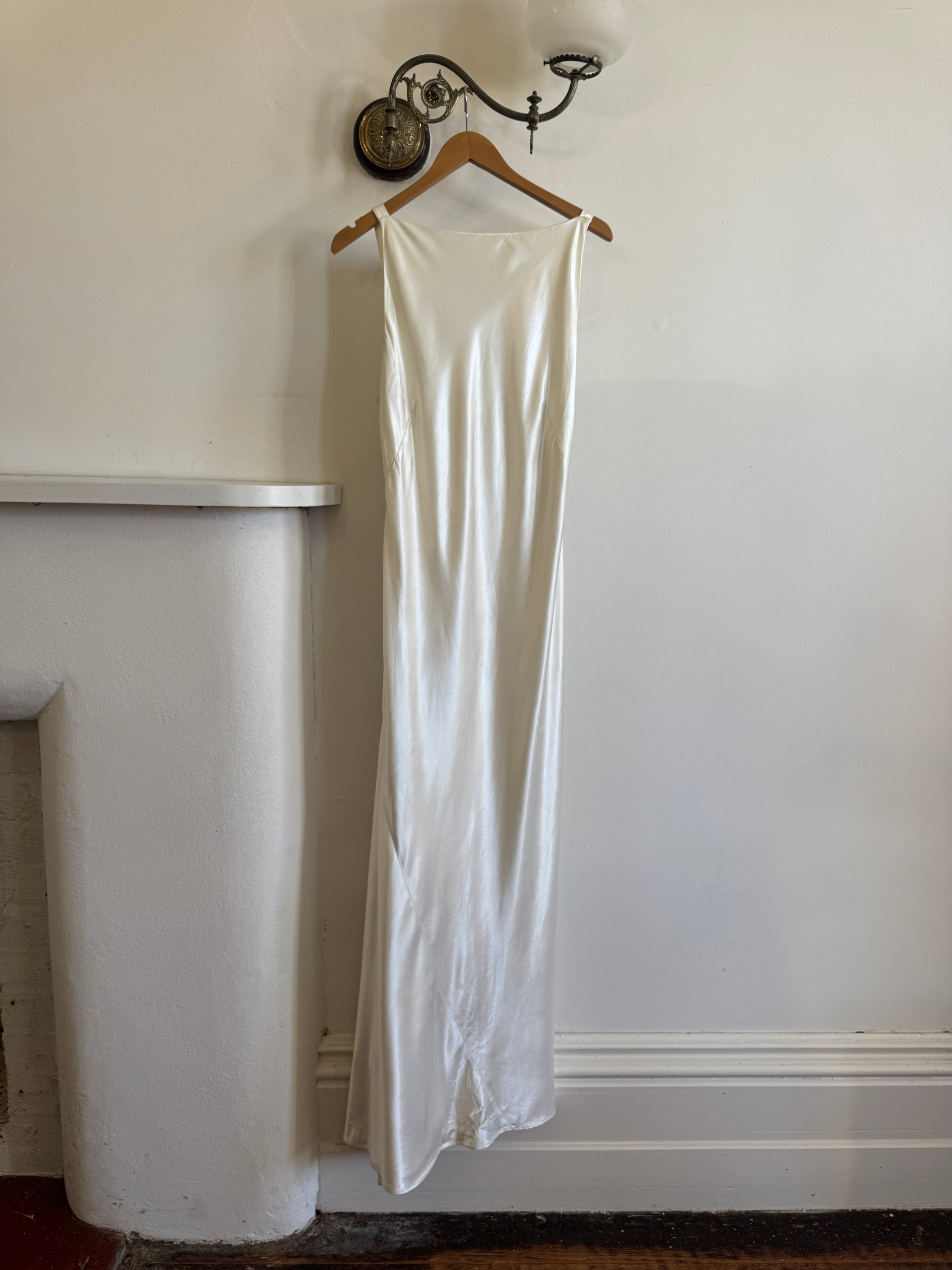 Vintage 90s Satin High Front Slip Wedding Gown