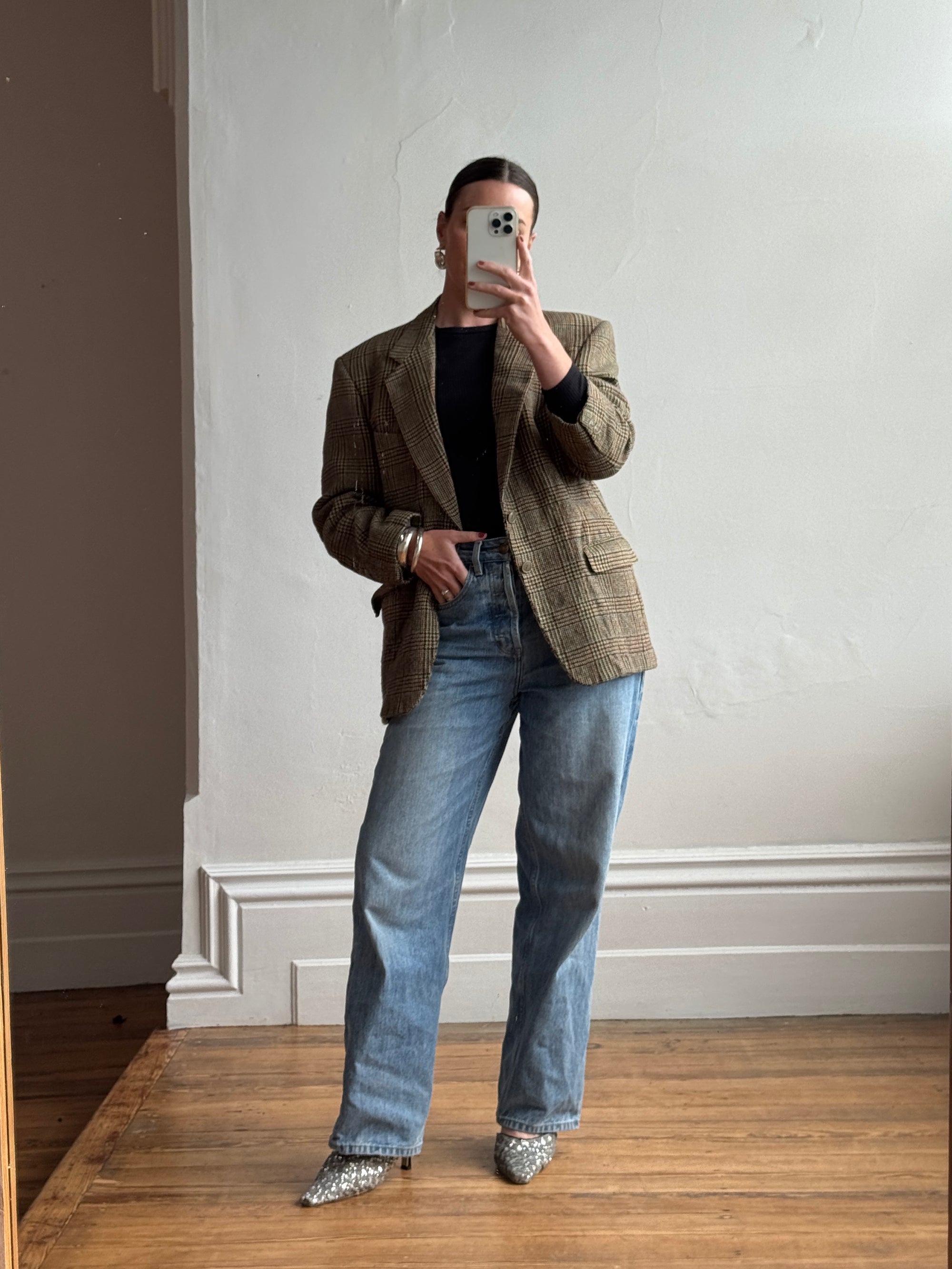 Vintage 60s Wool Plaid Blazer Multi