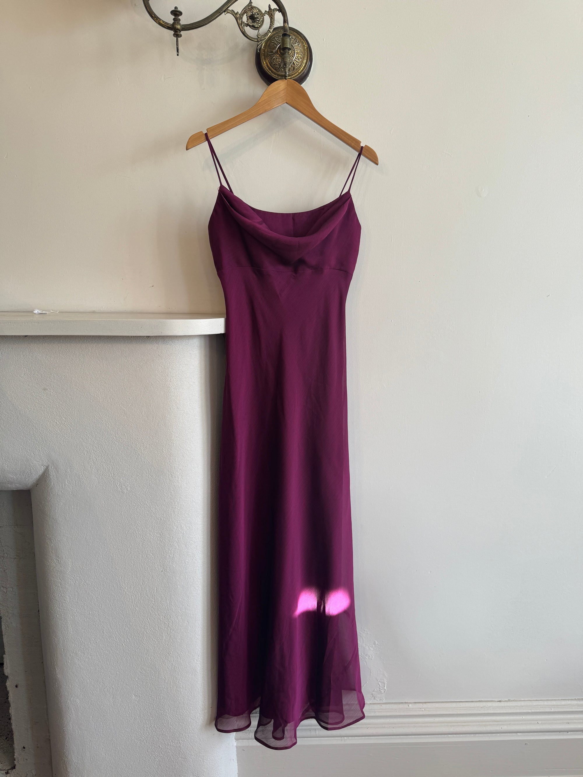 Vintage 90s Cowl Slip Dress Aubergine