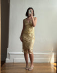 Vintage 2002 Collette Dinnigan Gold Foil Floral Two Piece Set