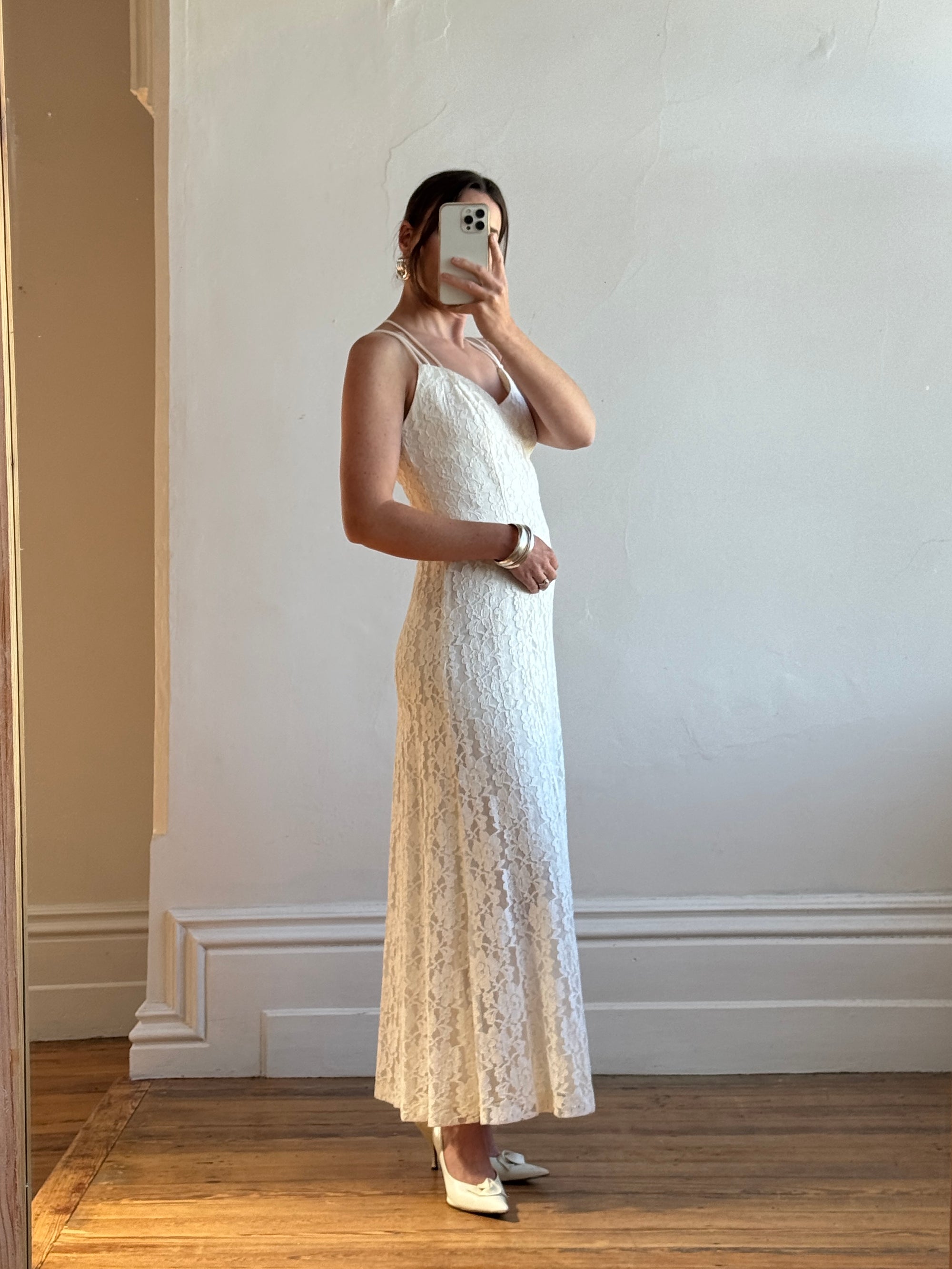 Vintage 90s Australian Made Lace Bridal Slip and Bolero