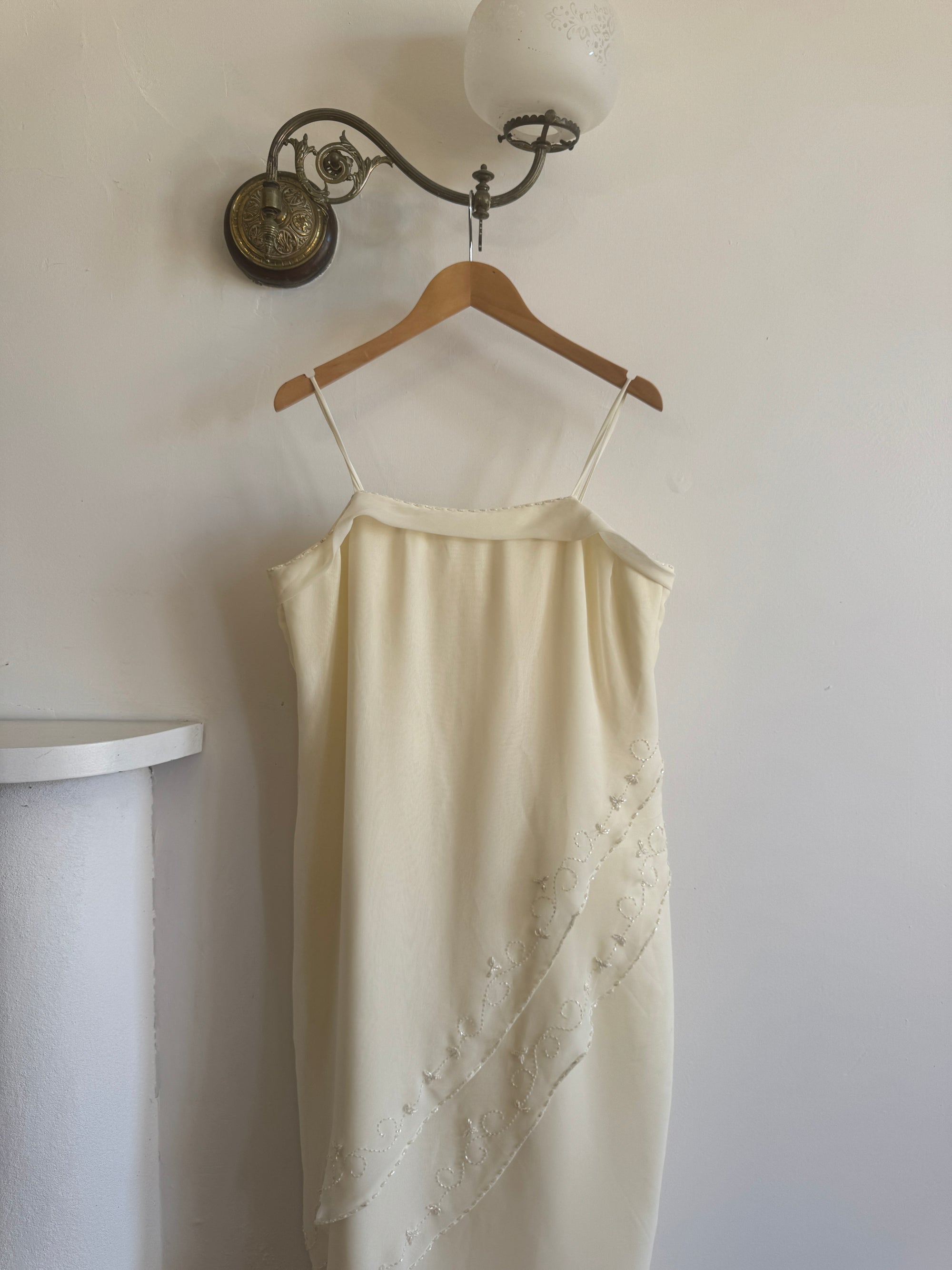Vintage 90s Embroidered Column Wedding Dress