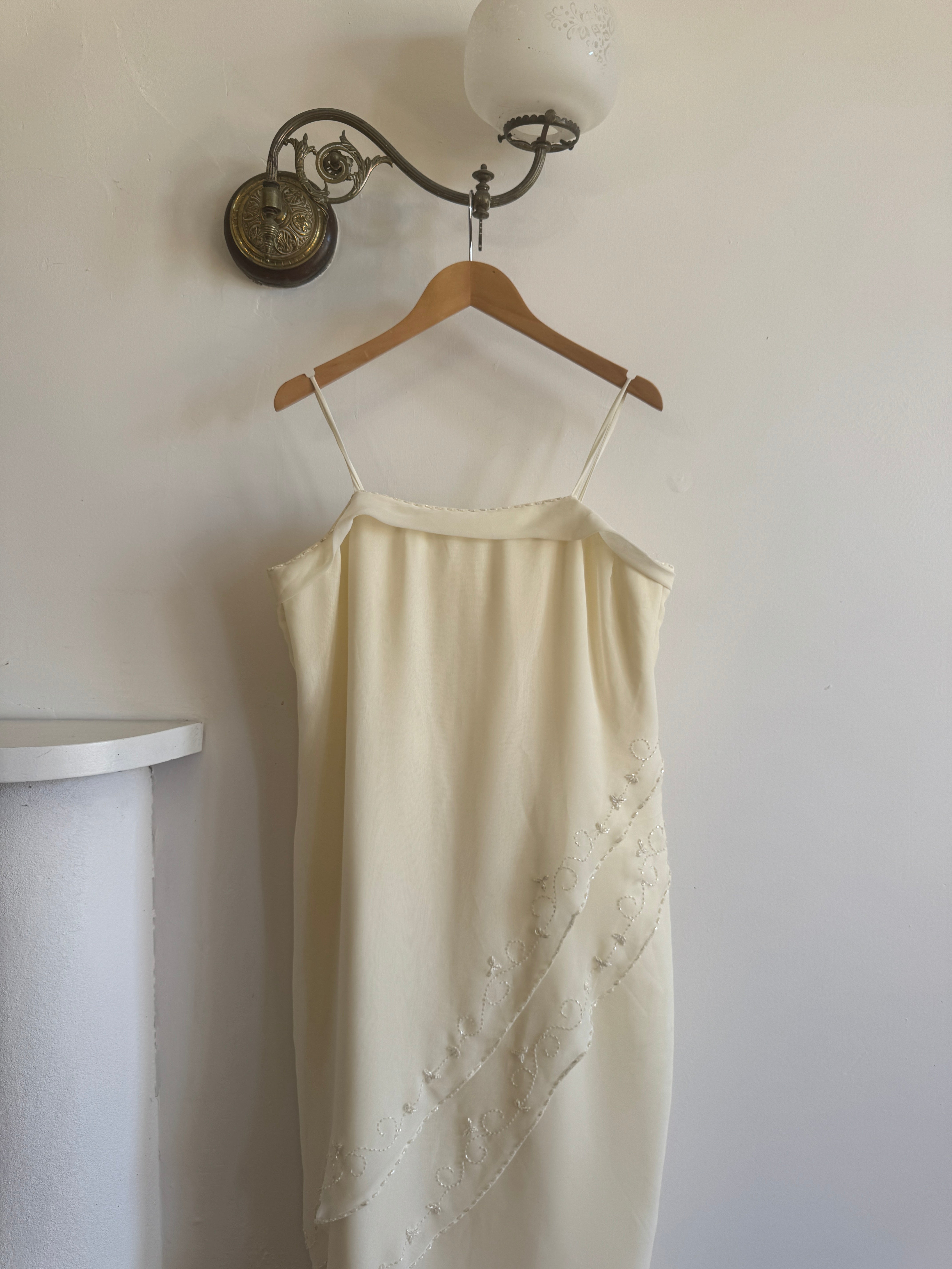 Vintage 90s Embroidered Column Wedding Dress