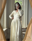 Vintage 40s Satin Minimalist Wedding Gown Creme