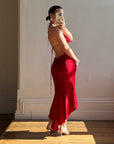 Vintage 90s Pure Silk High Low Halter Dress Scarlett