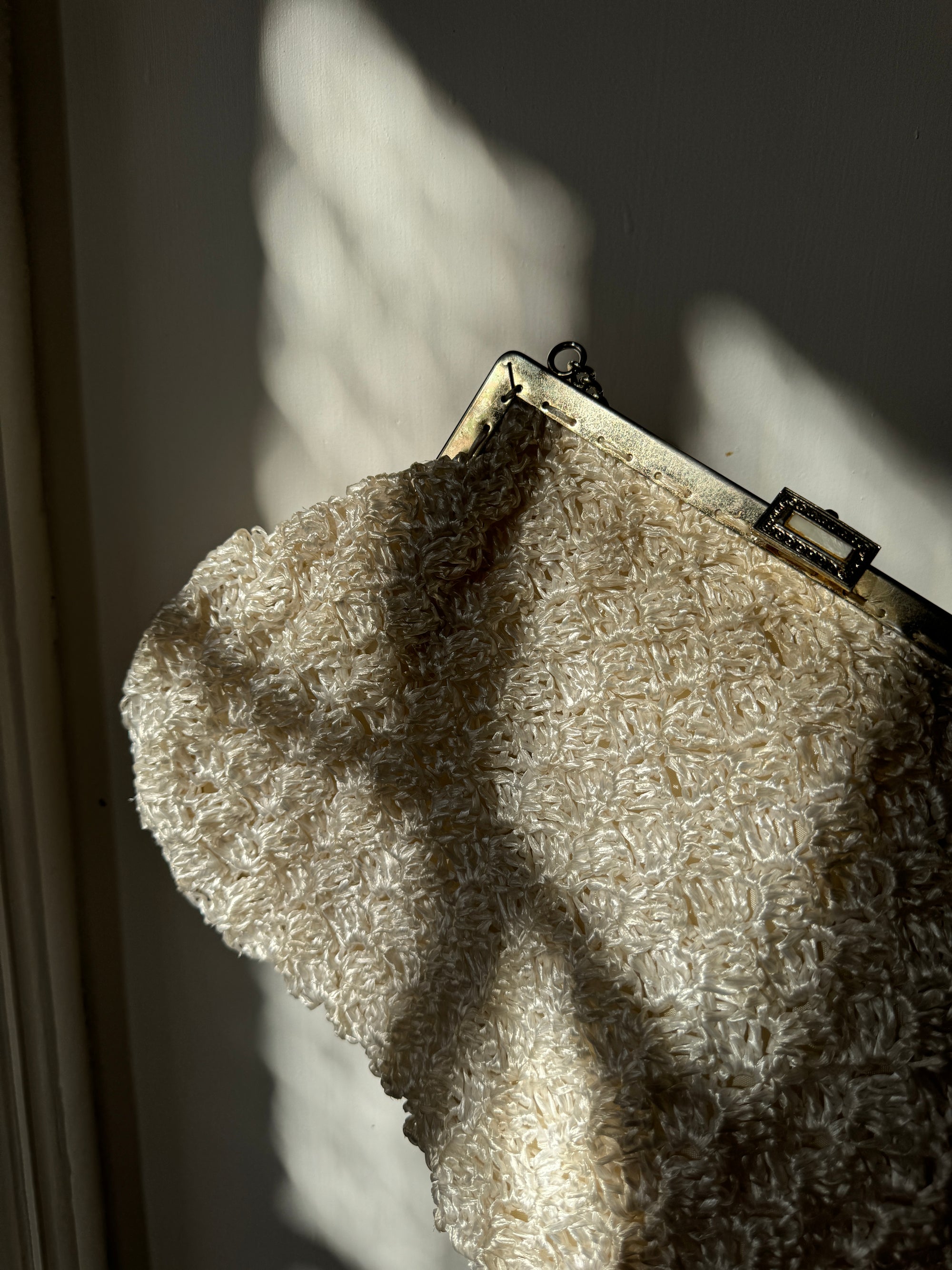 Vintage Woven Handbag With Silver Chain