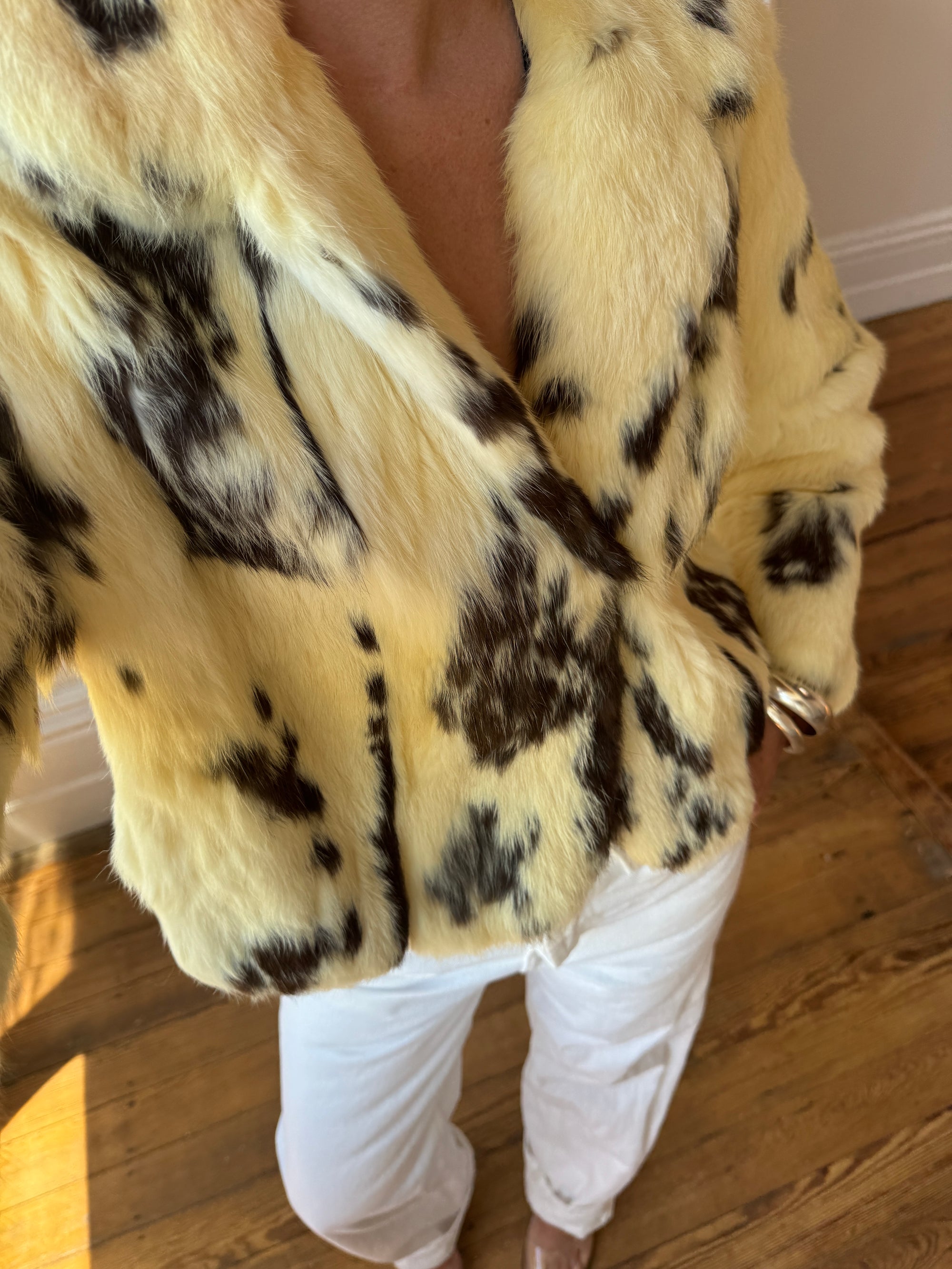 Vintage 70s Australian Made Spotted Rabbit Fur Jacket