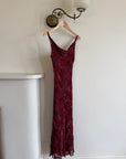 Vintage 90s Burnt Velvet Cowl Neck Dress Plum