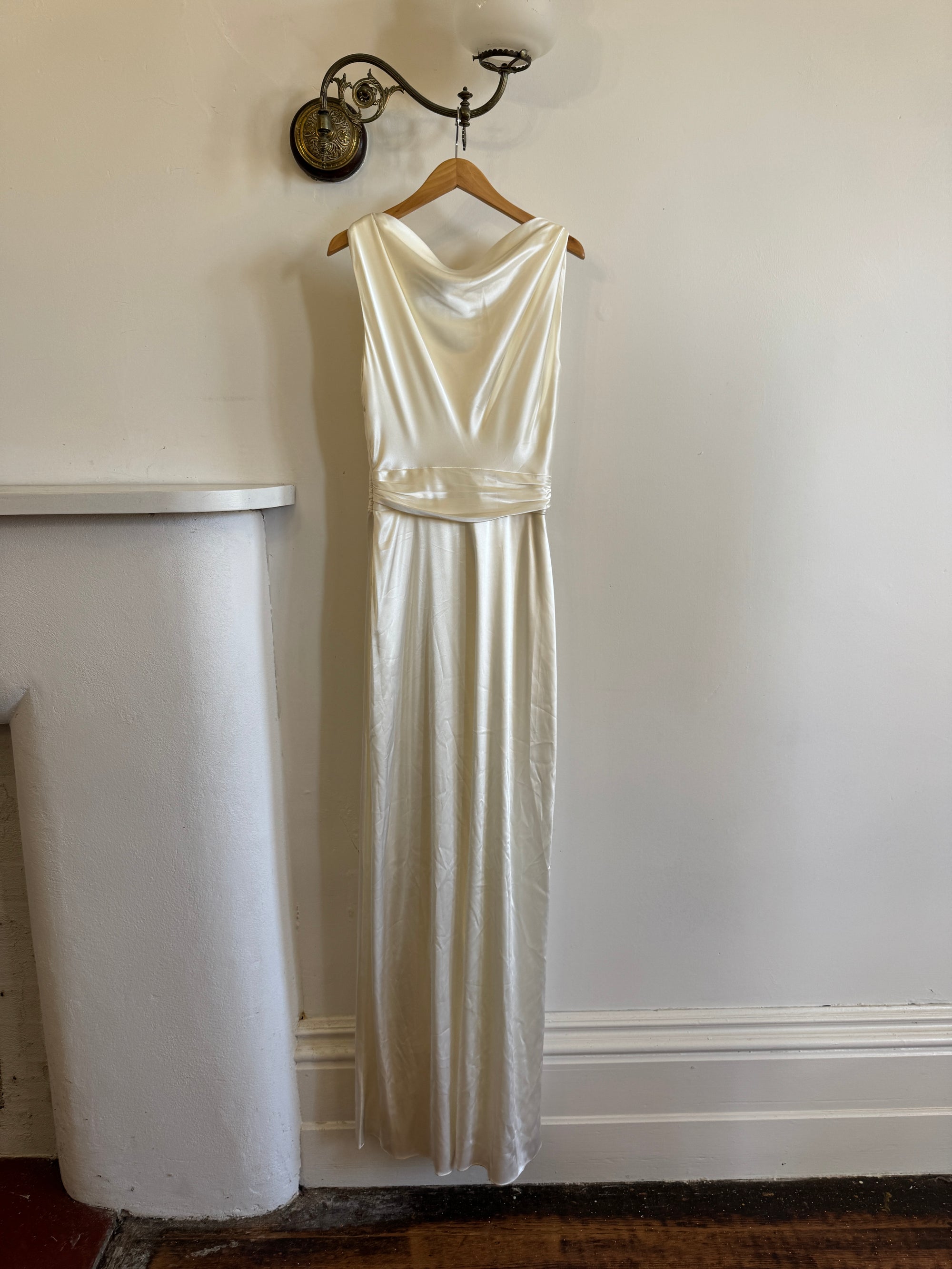 Archival Y2K Satin Cowl Neck Slip gown Ivory