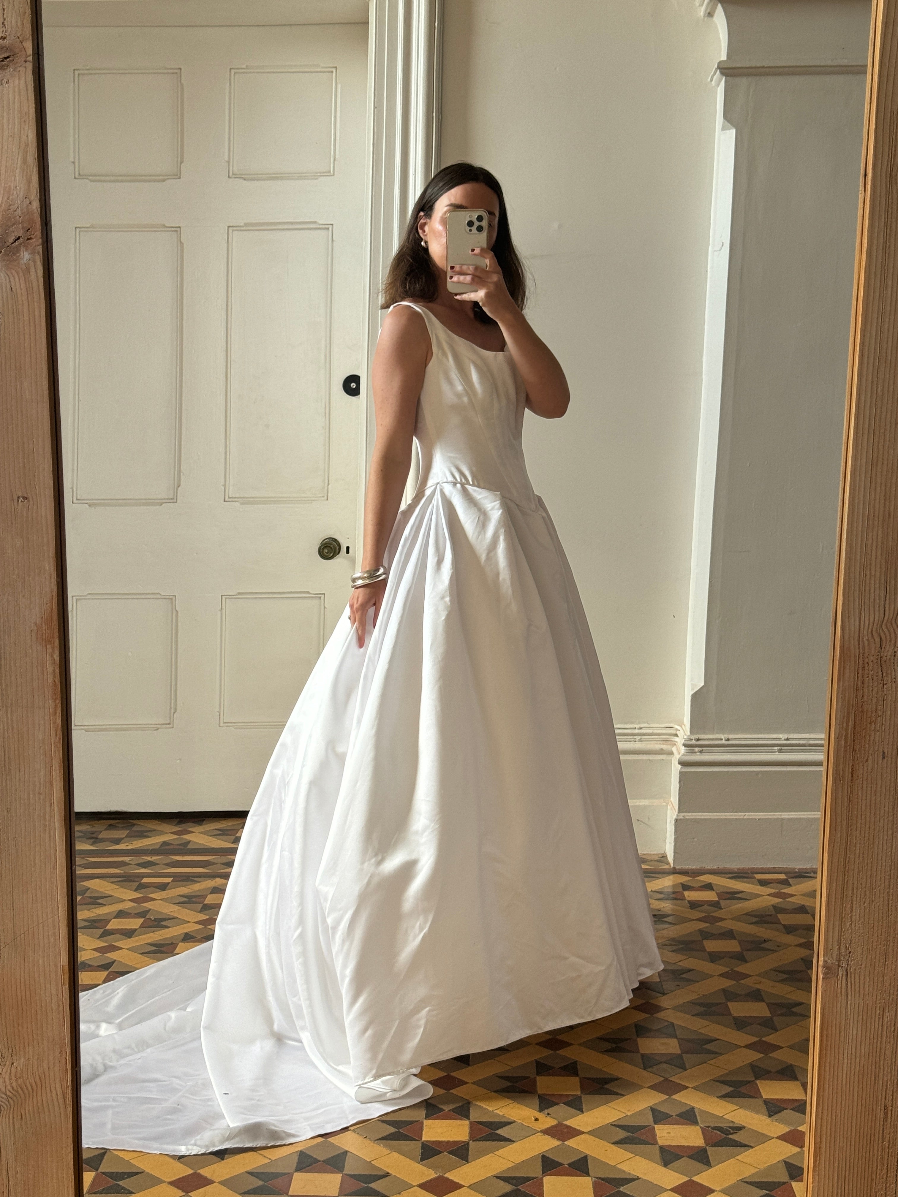 Vintage 90s Satin Princess Cut Wedding Dress