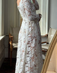 Vintage 60s Guipure Lace Long Sleeve Wedding Gown with Train