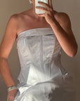 Vintage 90s Jacquard Corset Satin Dress Ice Blue