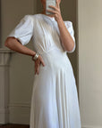 Vintage 40s Minimal Puff Sleeve Bias Wedding Dress