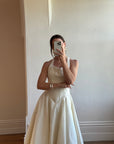 Vintage 90s Pure Silk Halter Princess Wedding Dress