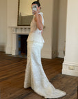 Vintage 90s Italian Organza Tie Top and Feather Skirt Bridal Set