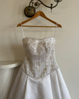 Vintage Y2K Crystal Satin Pleated Wedding Gown