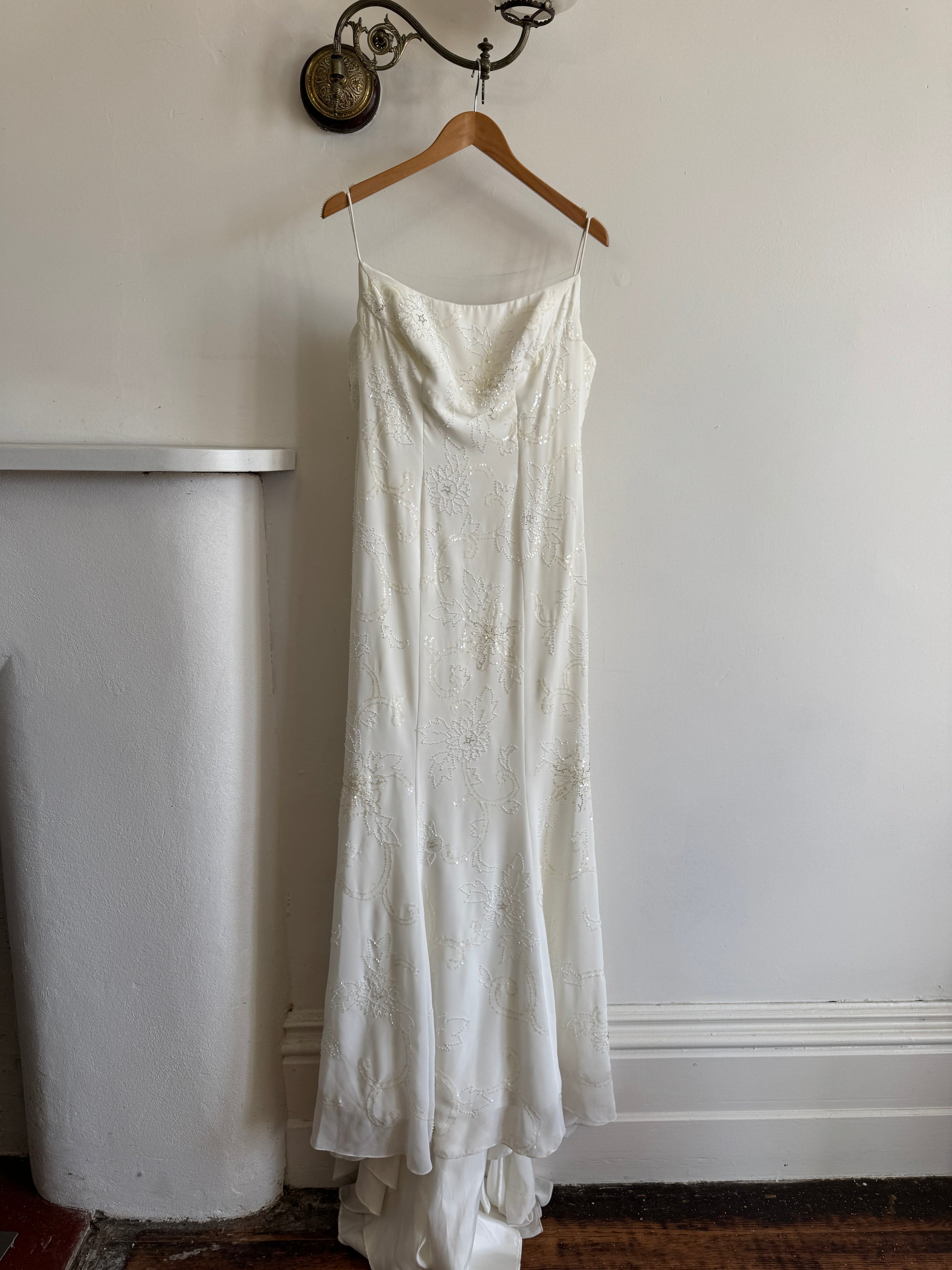 Vintage Y2K Slinky Beaded Wedding Slip Dress