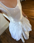 Vintage 90s Strappy Wedding Dress With Rosette Cape Pearl