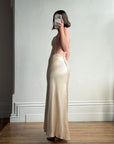 Vintage 90s Pure Silk Bias Cut Split Gown Champagne