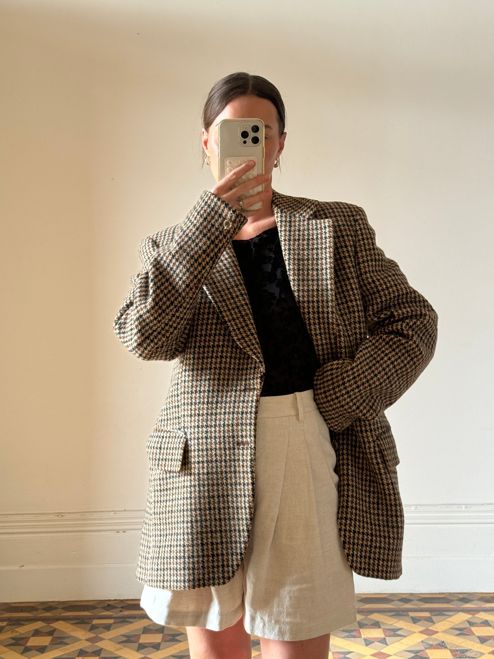 Vintage 90s Brown and Olive Tweed Wool Blazer