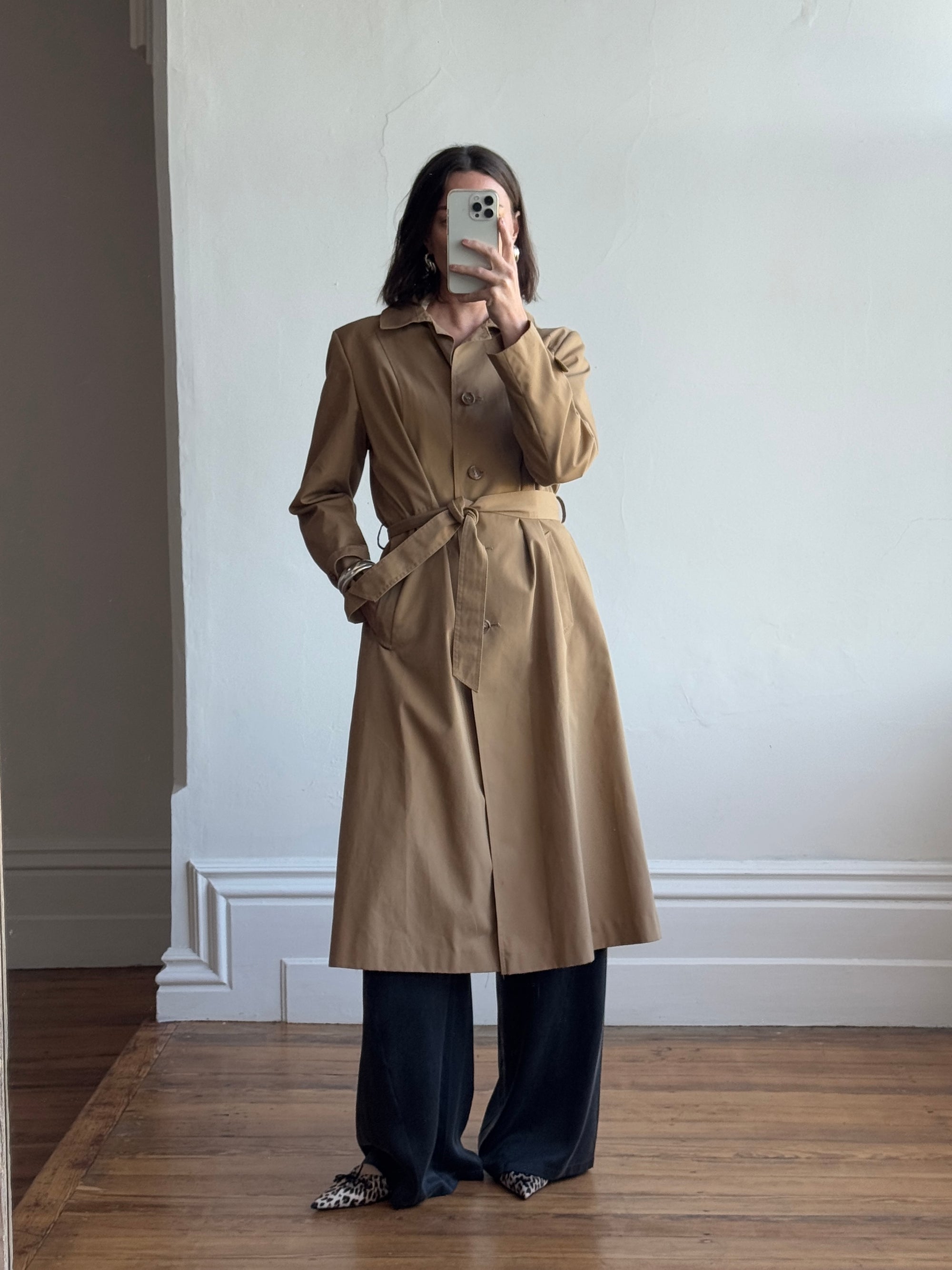 Vintage 70s Caramel Tailored Trench Coat