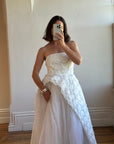 Vintage Y2K Strapless 3D Abstract Floral Wedding Gown