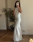 Vintage 90s Satin High Front Slip Wedding Gown