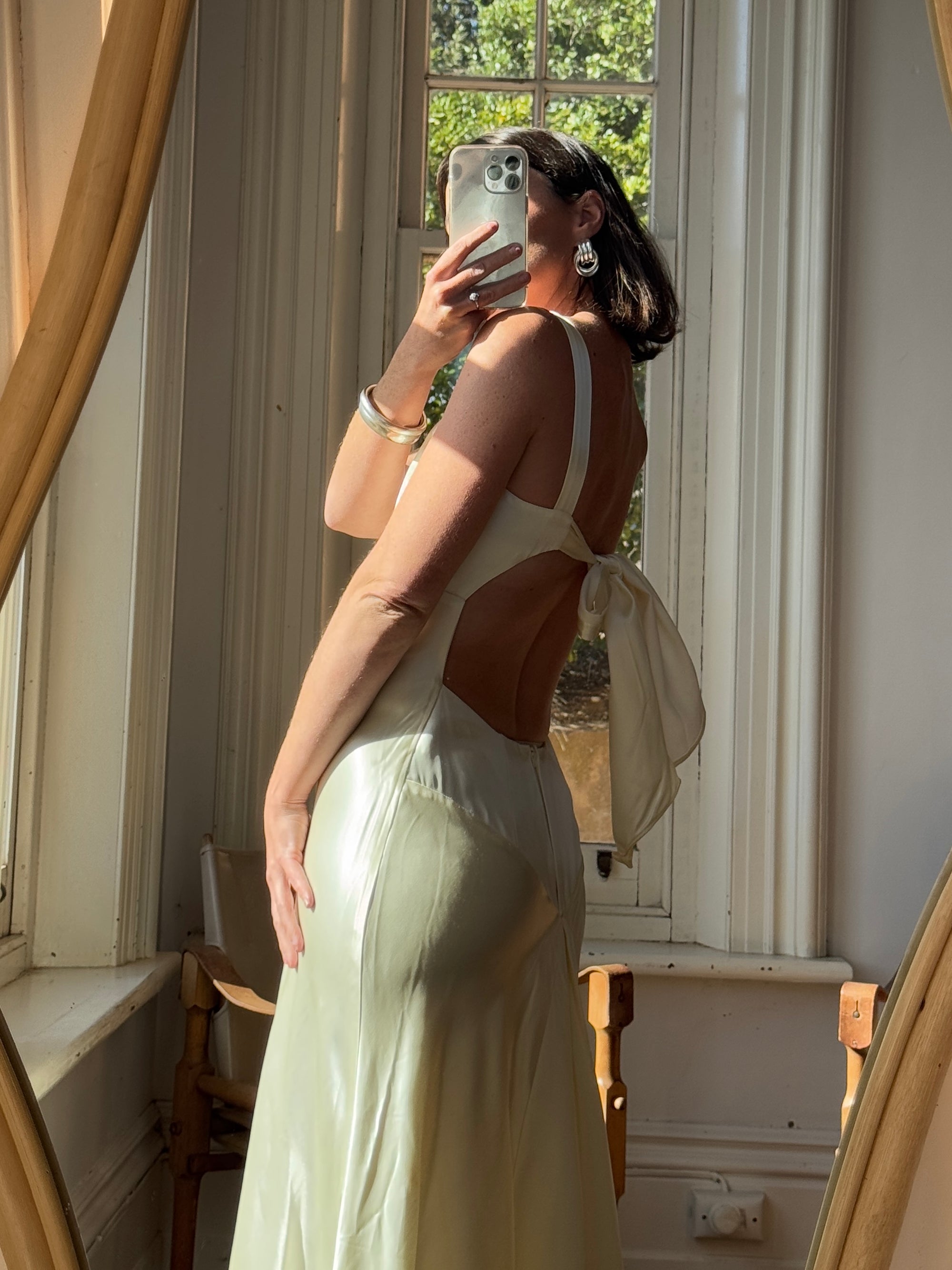 Vintage 90s Australian Made Satin Backless Wedding Dress
