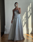 Vintage 90s Jacquard Corset Satin Dress Ice Blue