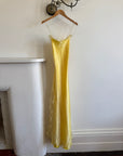 Vintage 90s Organza Yellow Ruffle Prom Slip Dress