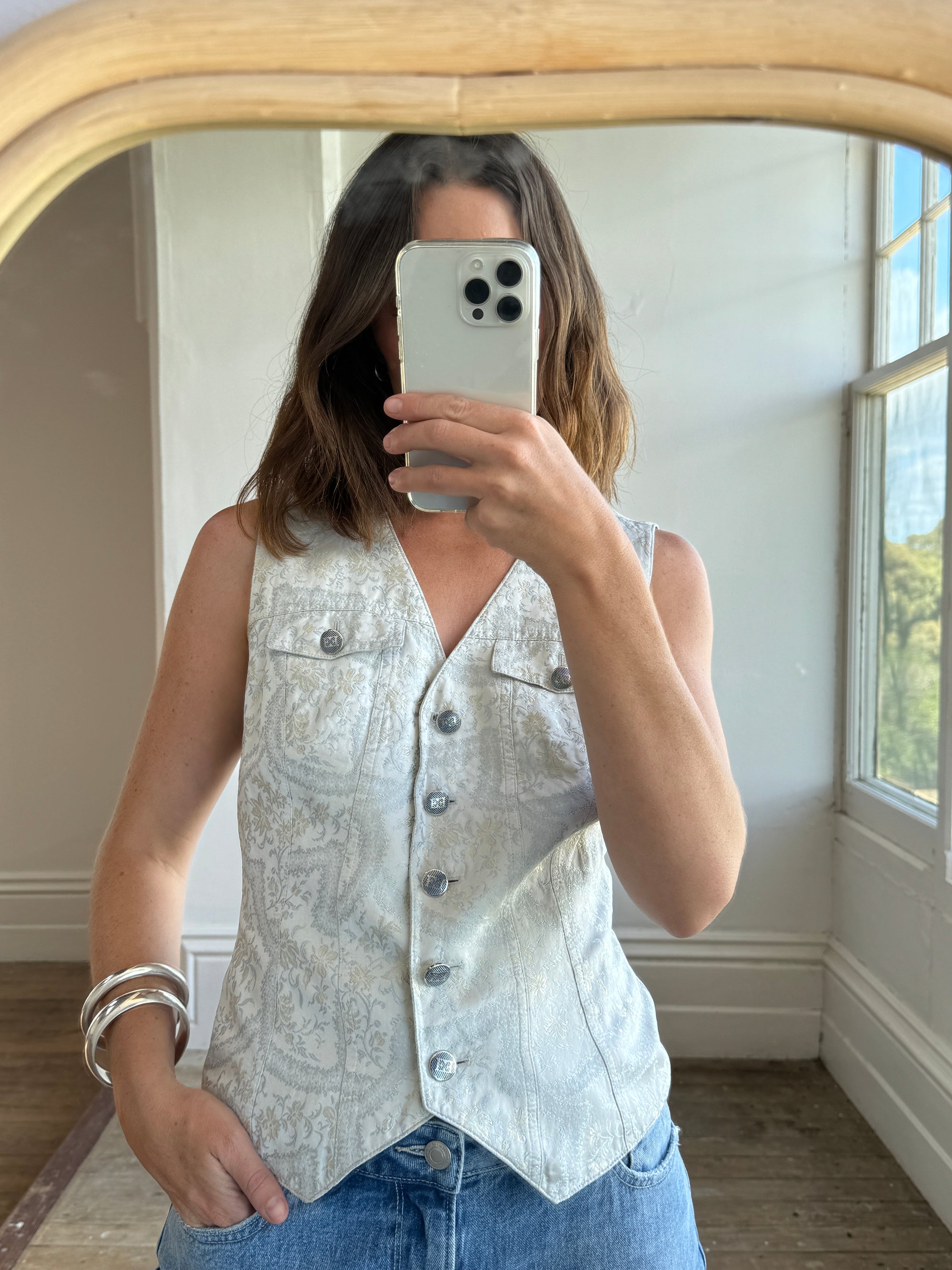 Vintage Escada Blue Silk Vest