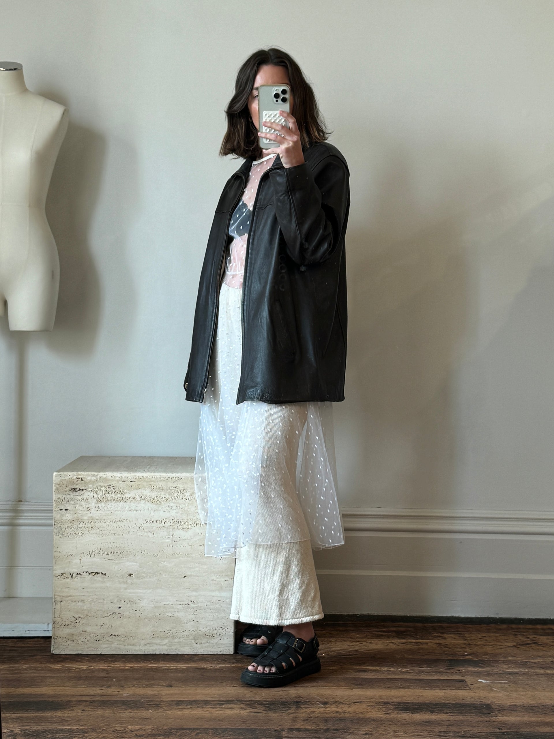 Vintage 90s Brown Leather Zip Front Oversized Jacket – Call Me The