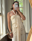 Vintage 90s Pure Silk Waterfall Strapless Bridal Gown