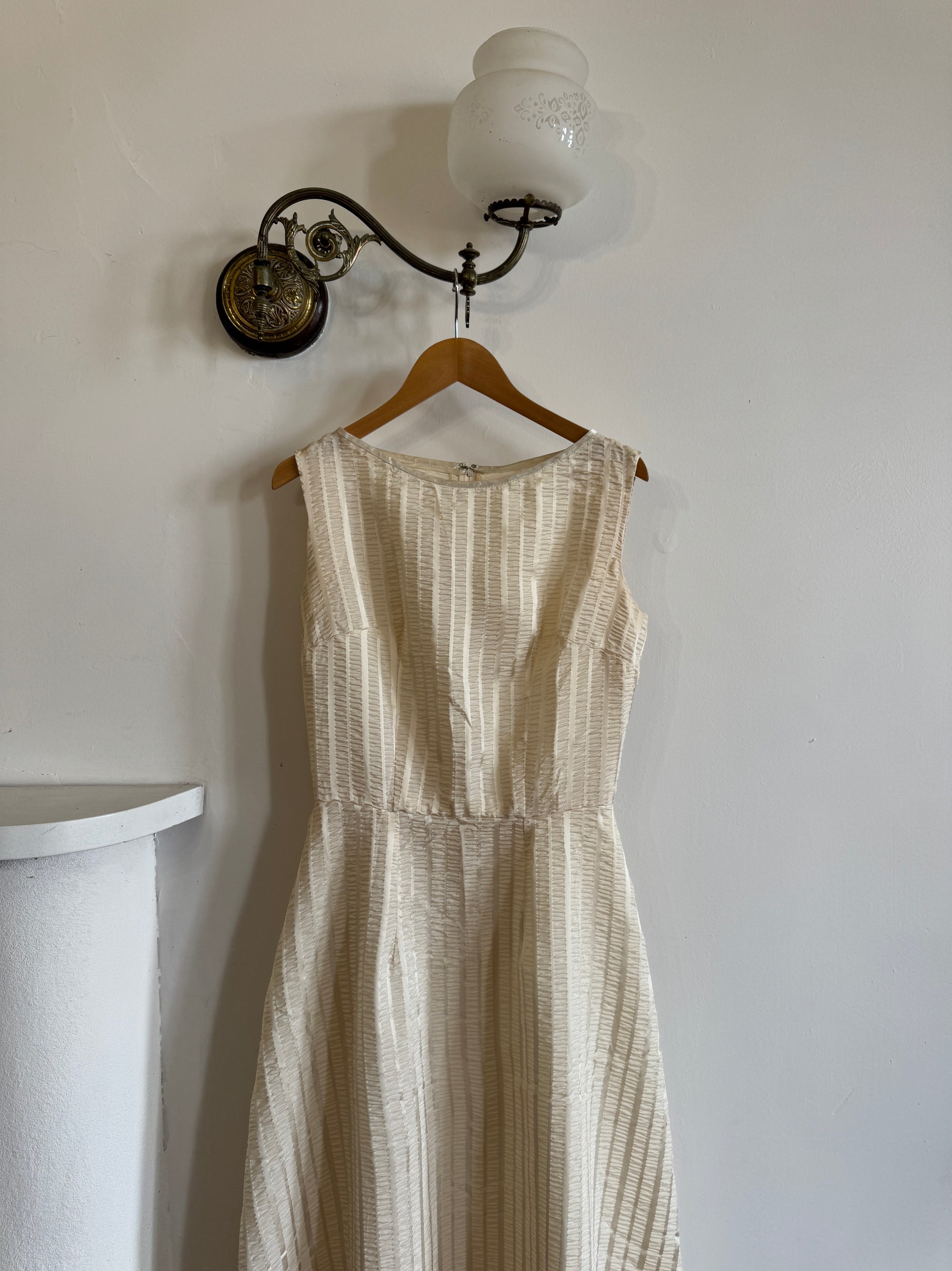 Vintage 60s Crinkle Classic Dress Creme