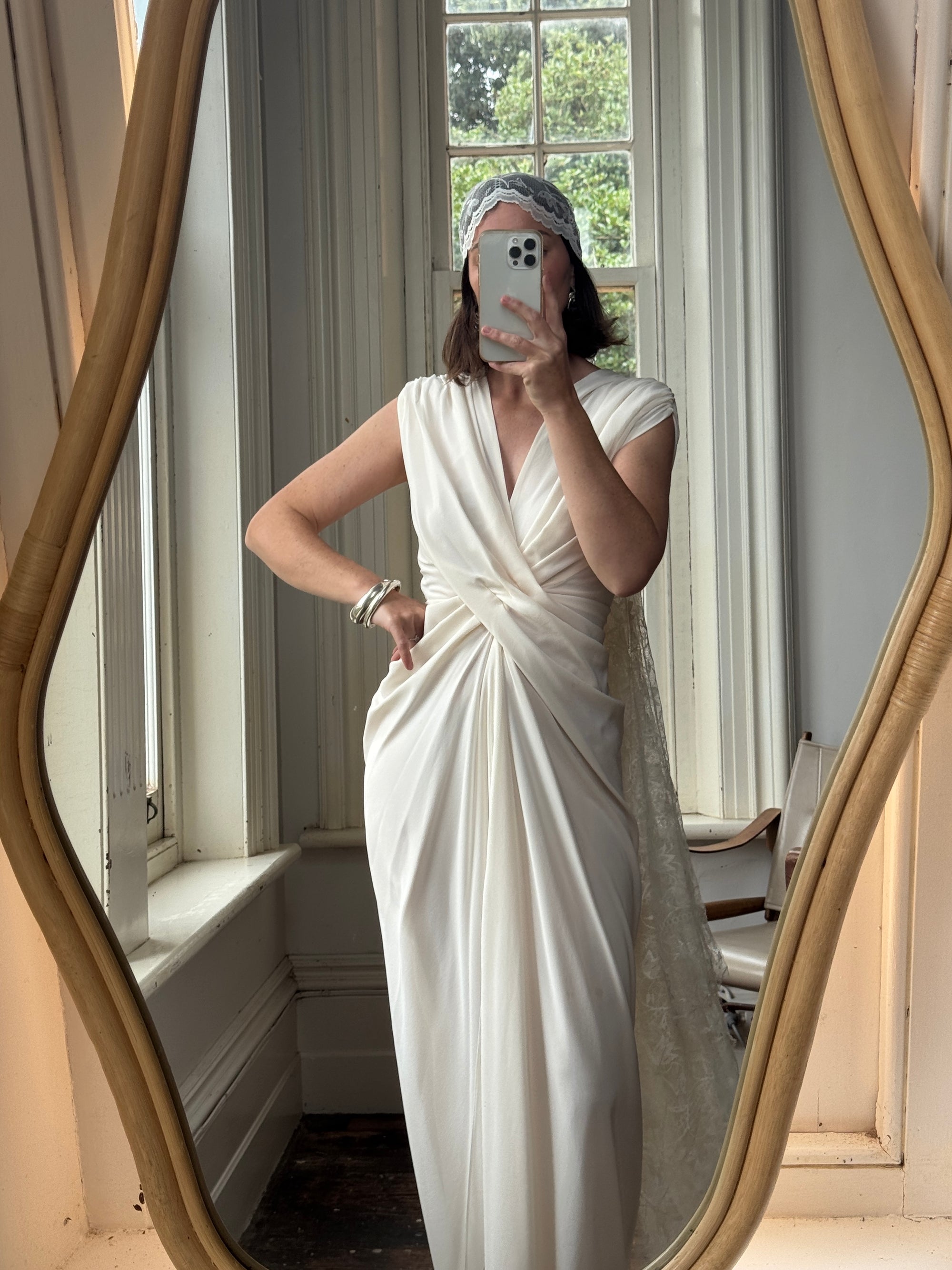 Archival Y2K Australian Made Draped Crossover Wedding Dress
