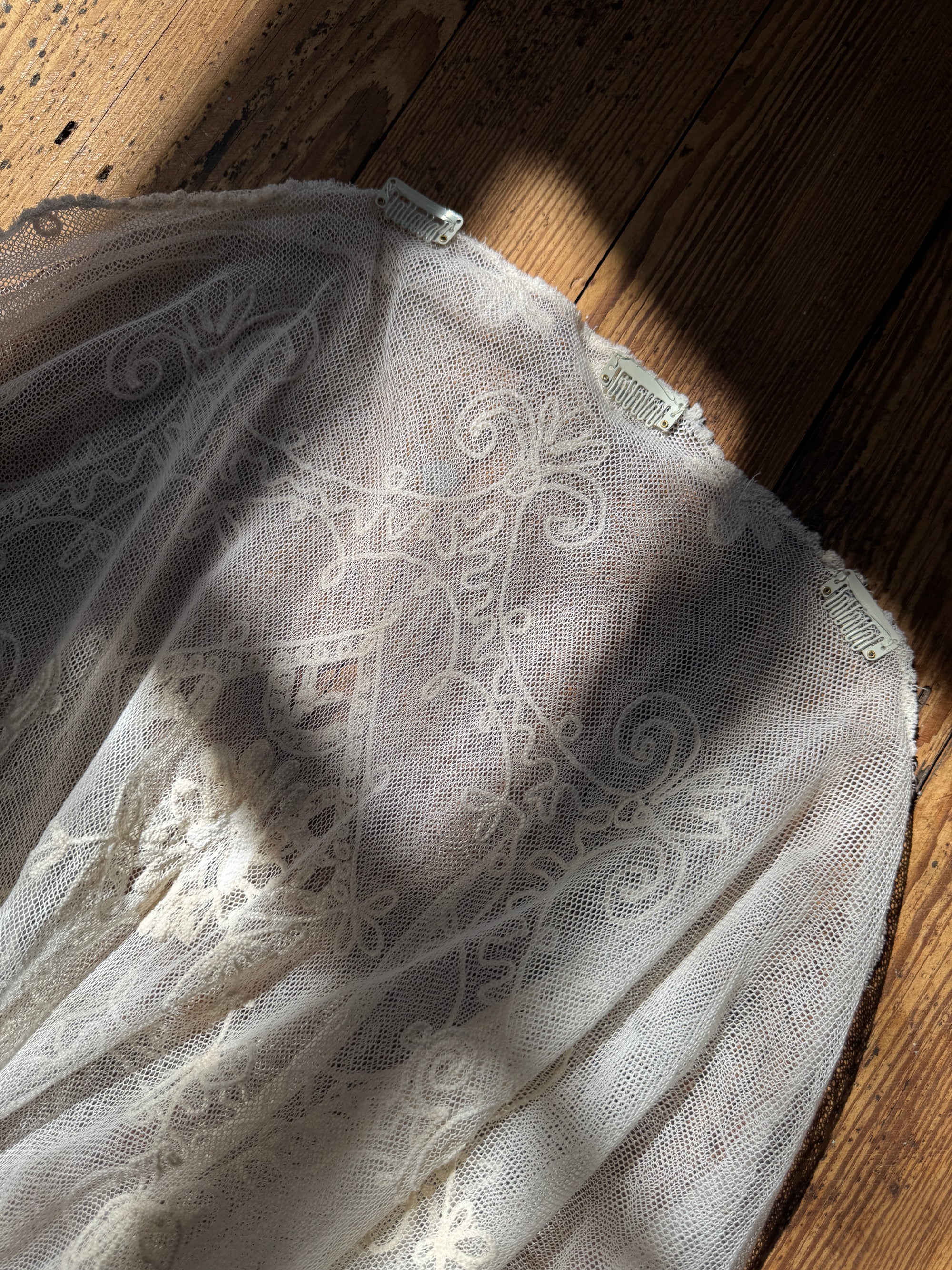 CMTB x Luce Di Luna Repurposed Antique Tambour Lace Chapel Length Veil