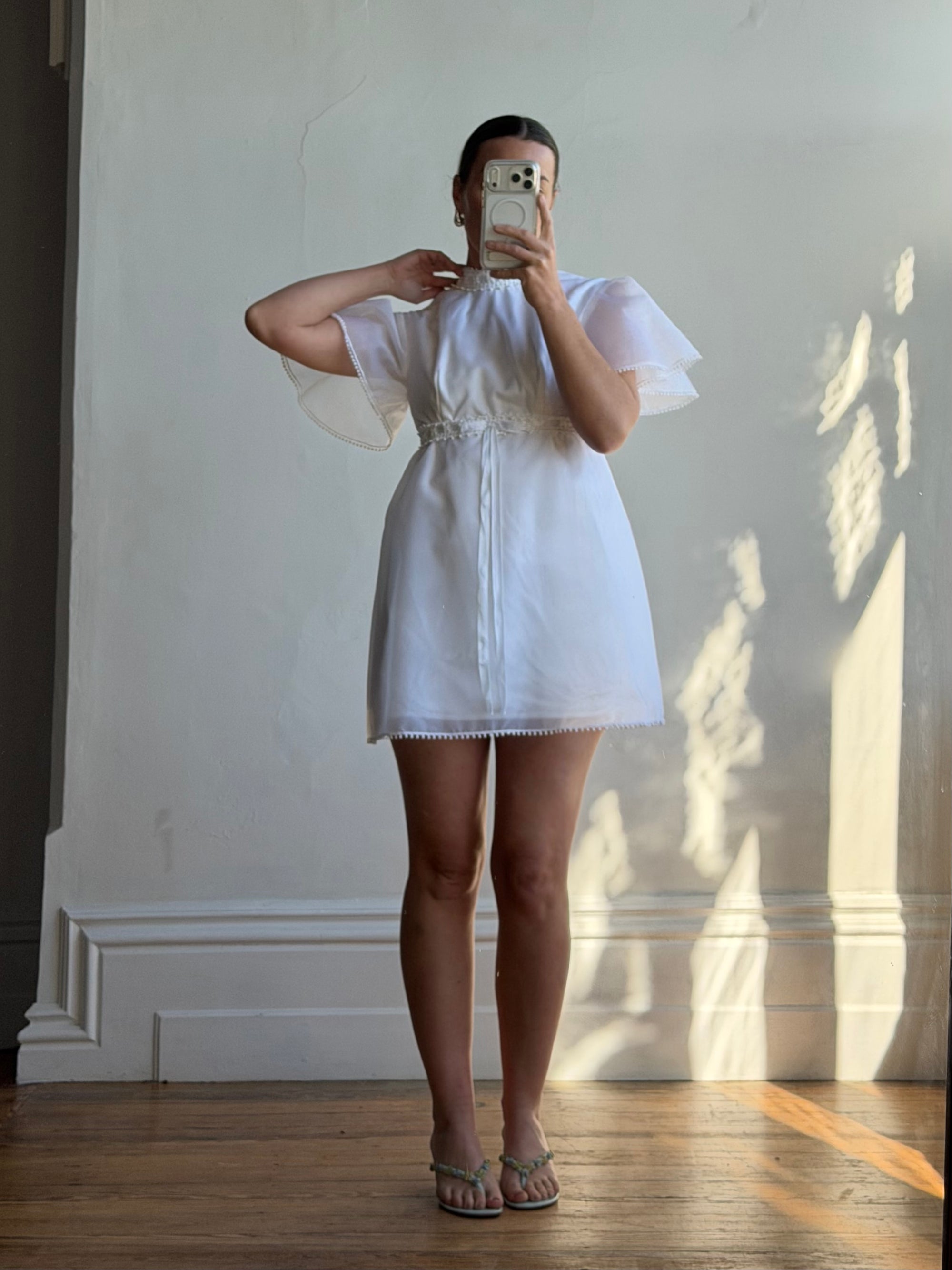 Vintage 60s Babydoll Micro Mod Bridal Mini