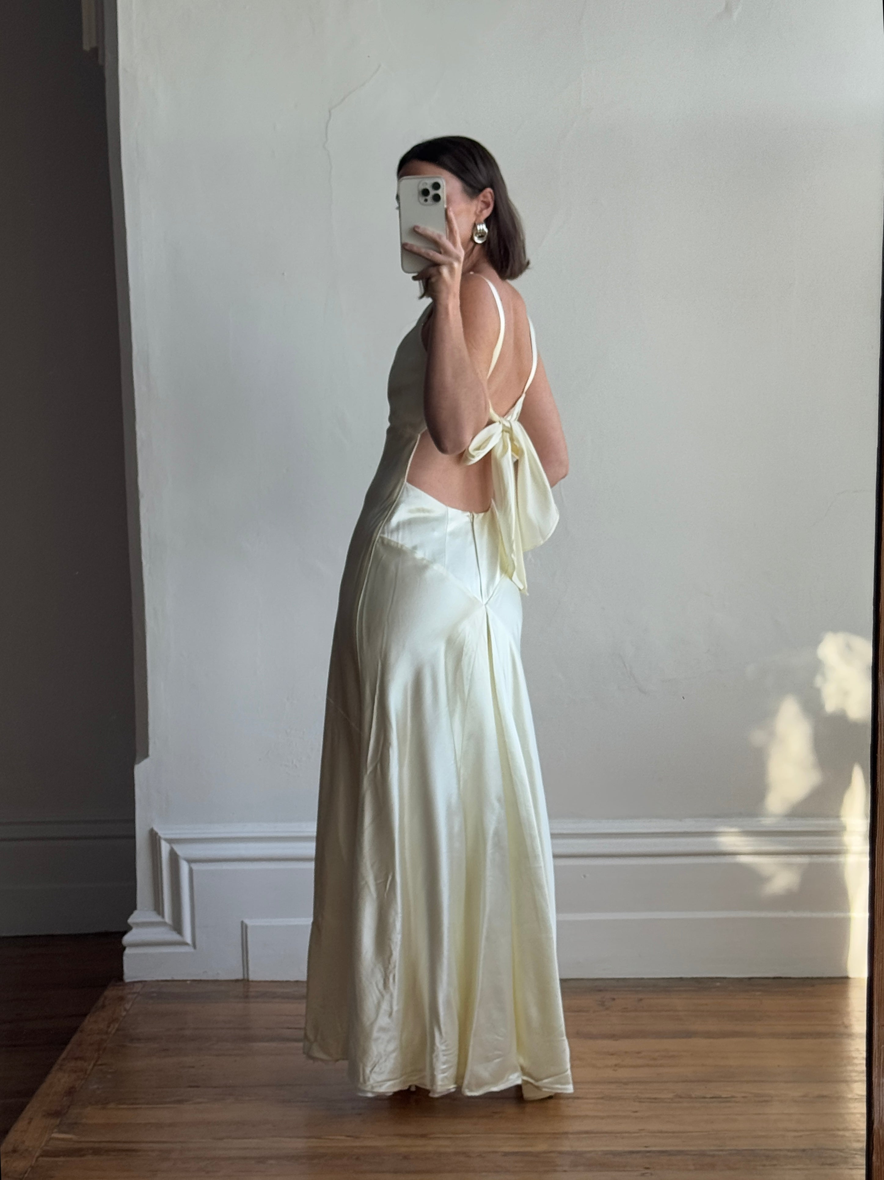 Vintage 90s Australian Made Satin Backless Wedding Dress