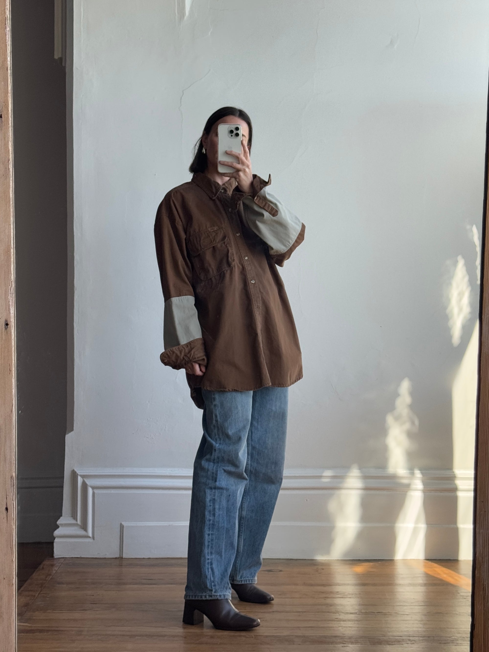 Vintage Cotton Chocolate Patchwork Trail Shirt