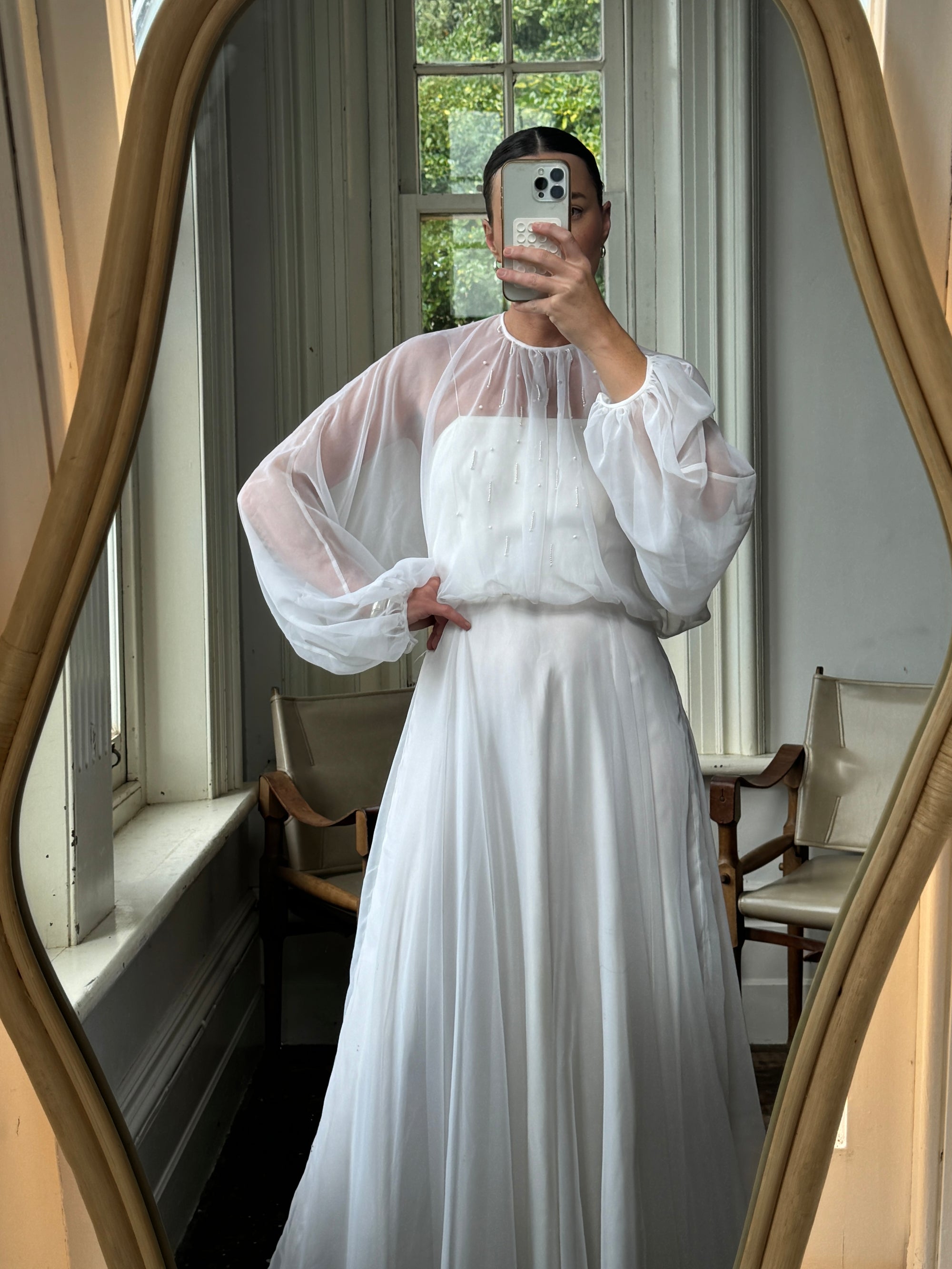 Vintage 70s Australian Made Billow Sleeve Wedding Dress