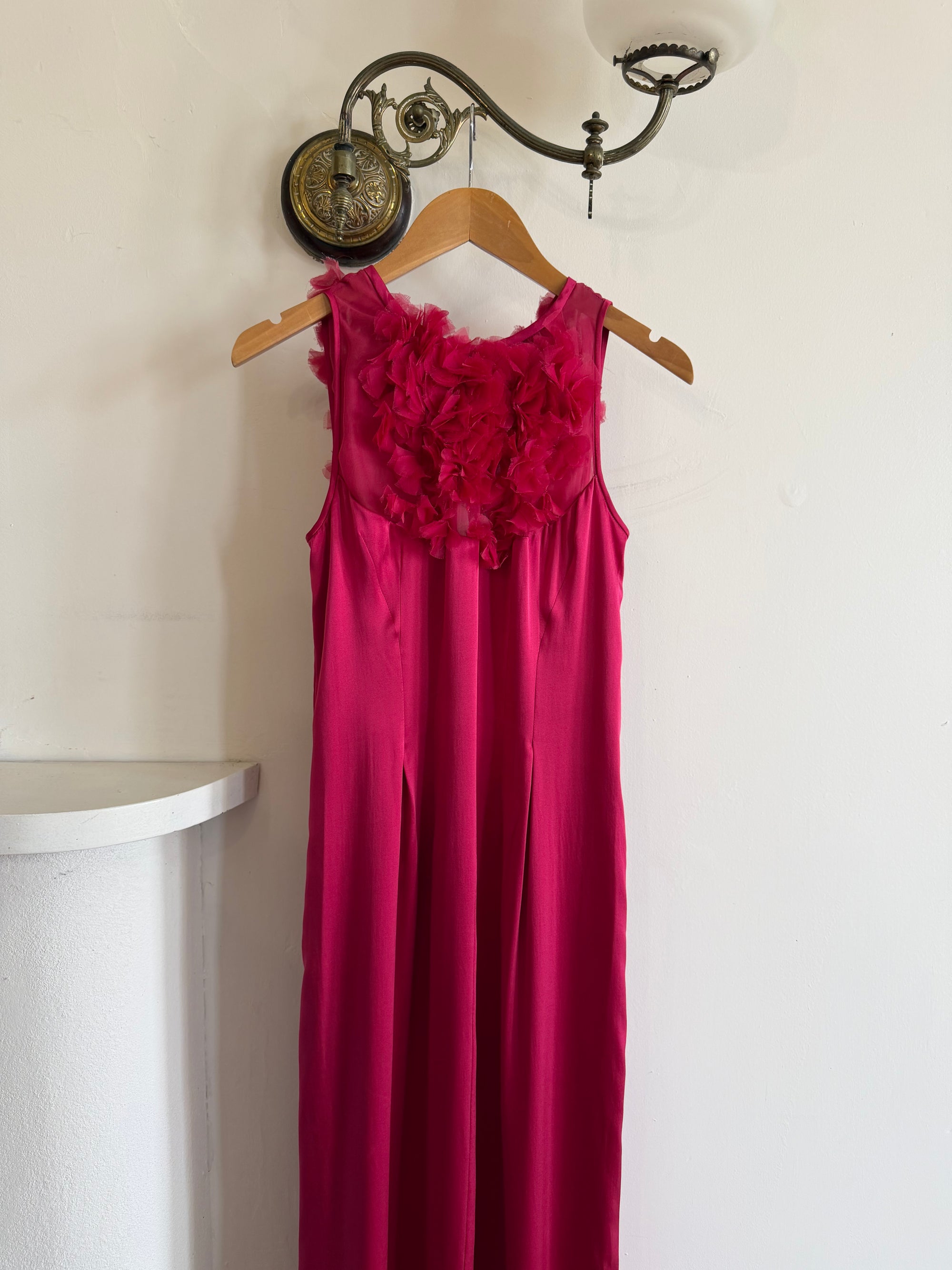 Vintage Valentino Pure Silk Organza Petal Gown Fuschia