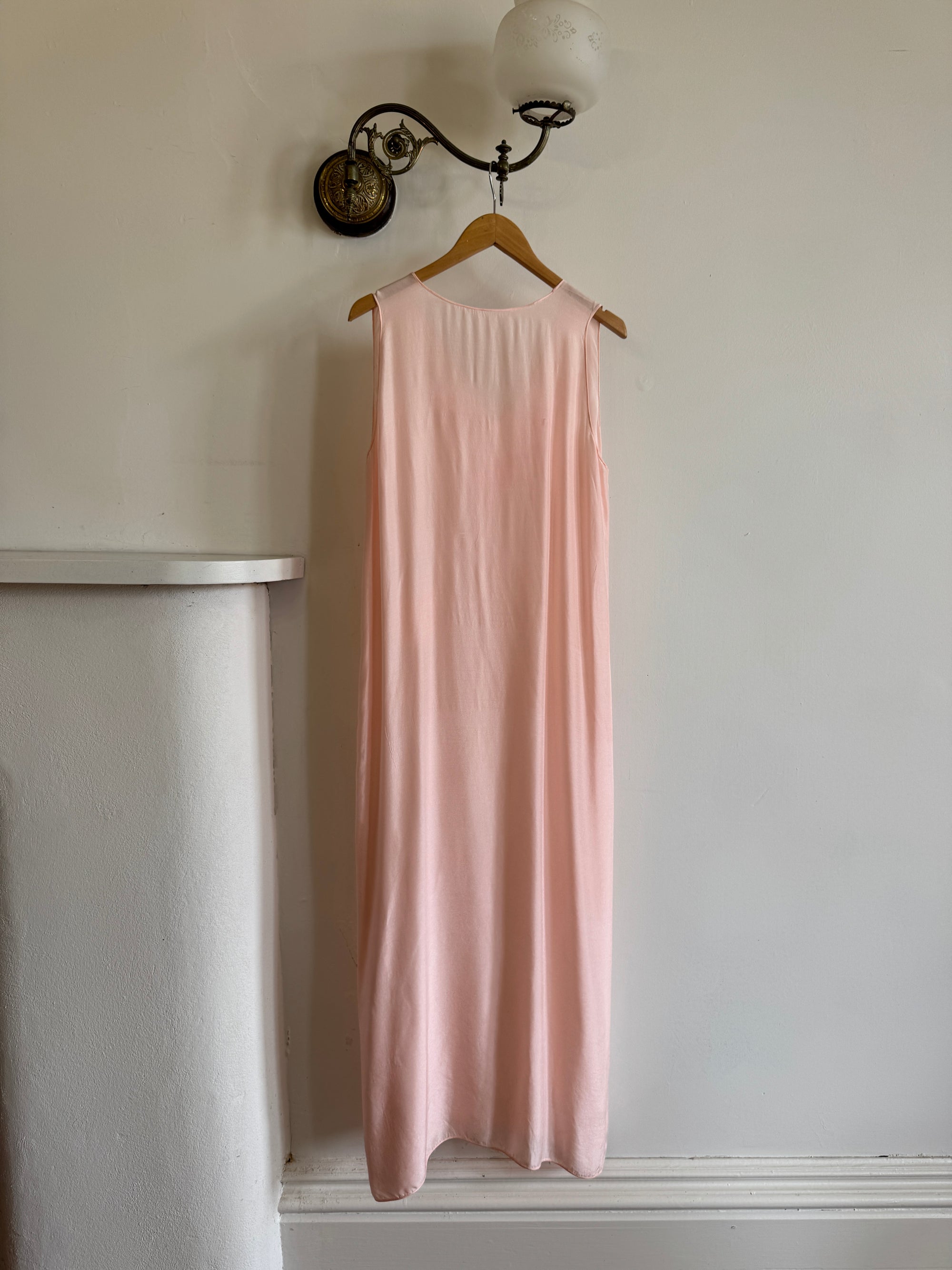 Antique 20s Valentines Slip with Heart Pocket Pink