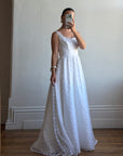Vintage 90s Scoop Neck Floral Wedding Dress