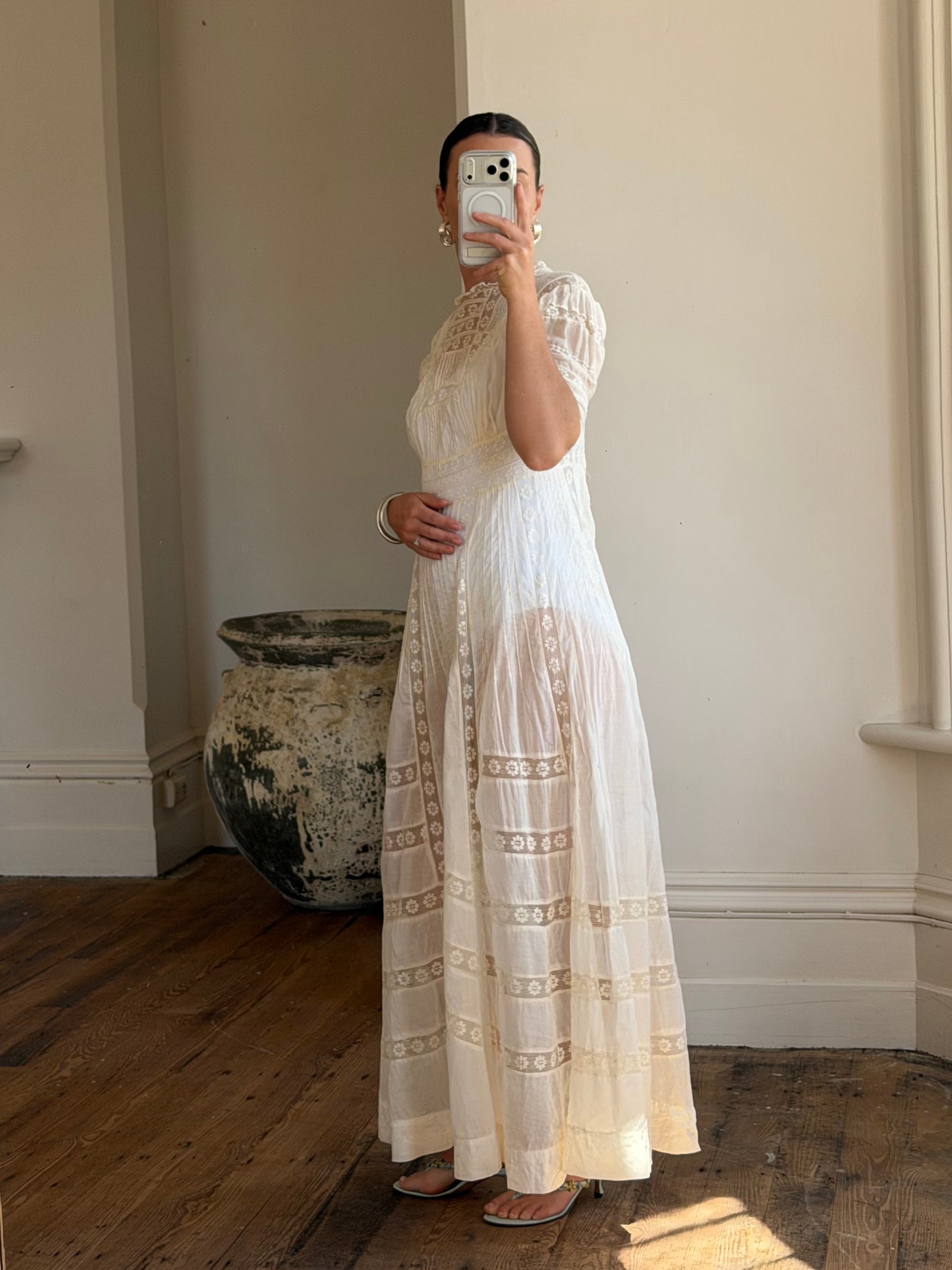 Edwardian Cotton Tea Wedding Dress