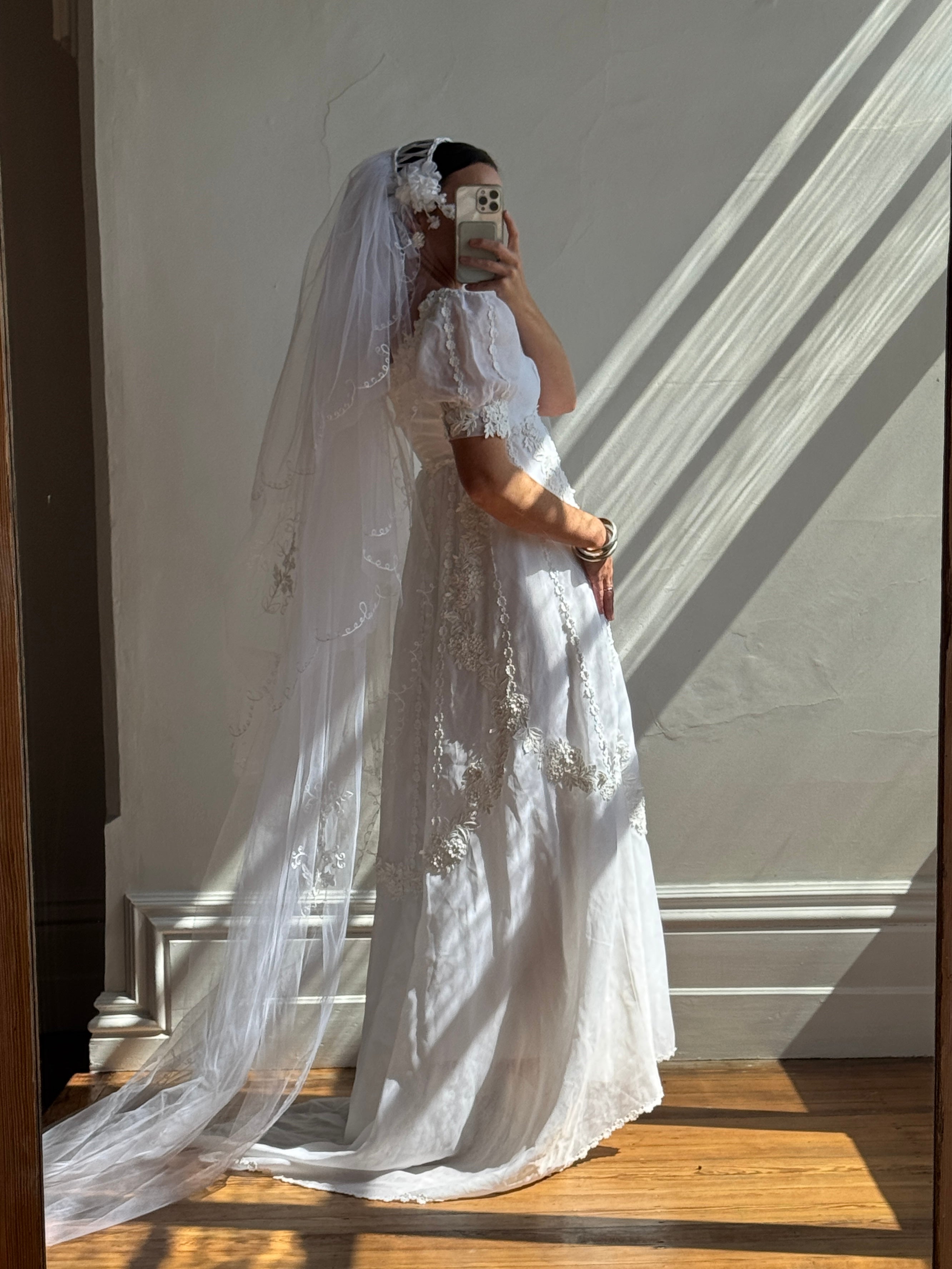 Vintage Cage Ribbon Headpiece with 3m Long Tulle Veil