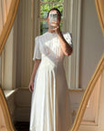 Vintage 40s Minimal Puff Sleeve Bias Wedding Dress